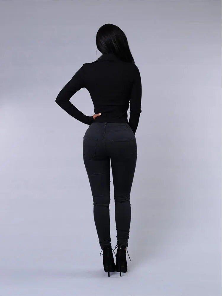 Venta caliente de jeans rotos para mujer, jeans ajustados sexis de mezclilla, pantalones casuales de moda urbana, pantalones de tubo, ropa femenina de primavera y verano