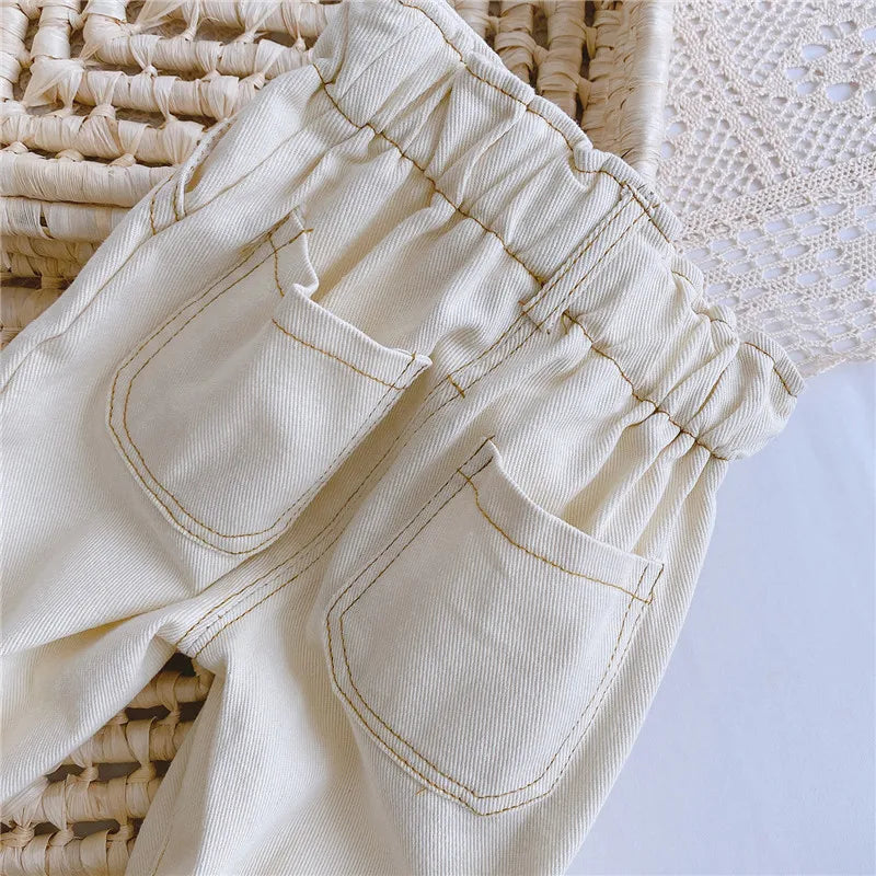 2024 Autumn And Winter New Jeans Baby Girl Clothes Baby Boy Clothes  High Waist Solid Color Warm Out Jeans Children's Clothing