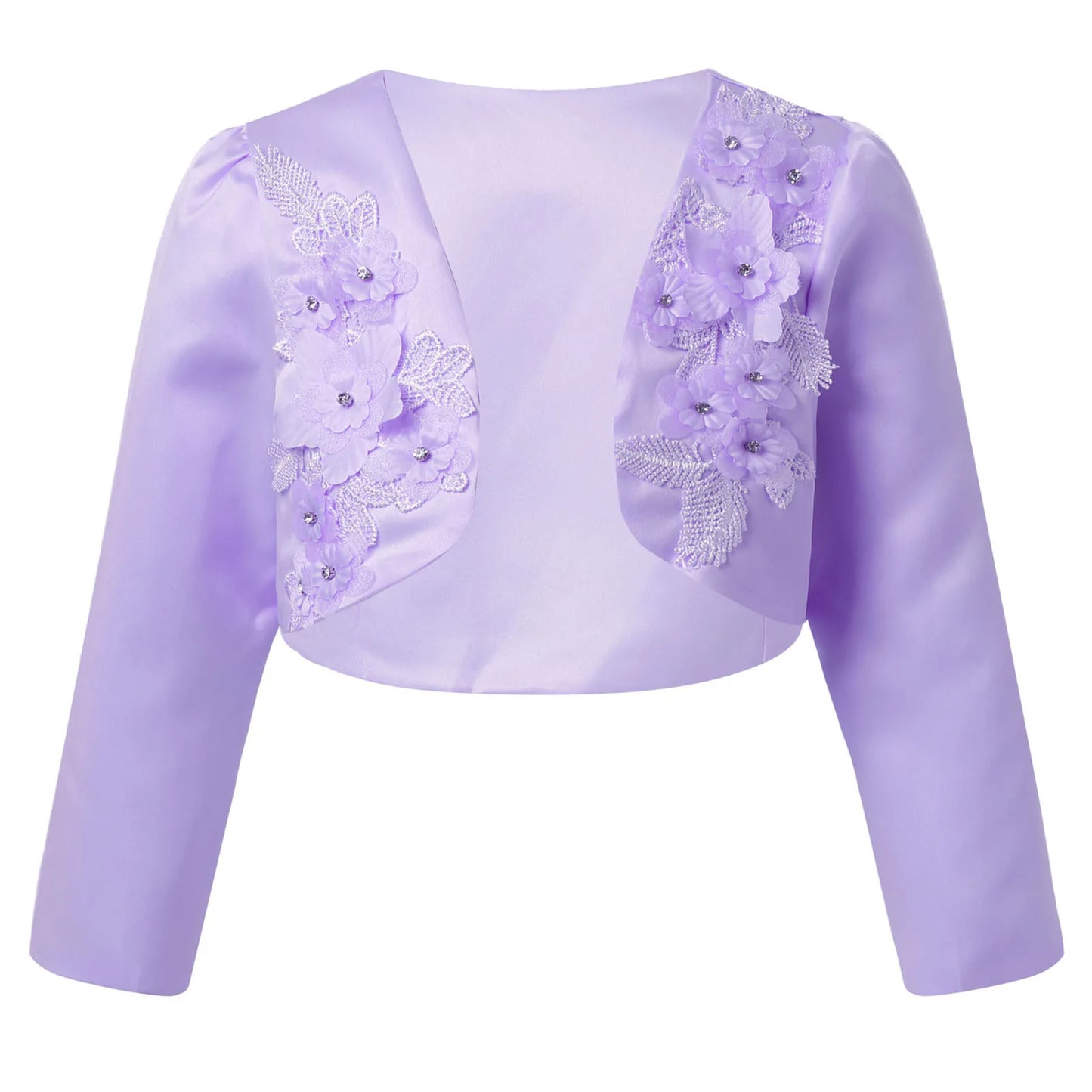 Flowers Beaded Girls Cardigan 3-12Y Girl Long Sleeve Jacket Wedding Dress Party White Bolero Girls Clothes Outerwear Girls Coat