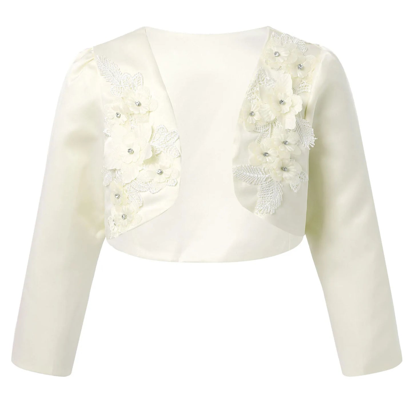 Flowers Beaded Girls Cardigan 3-12Y Girl Long Sleeve Jacket Wedding Dress Party White Bolero Girls Clothes Outerwear Girls Coat