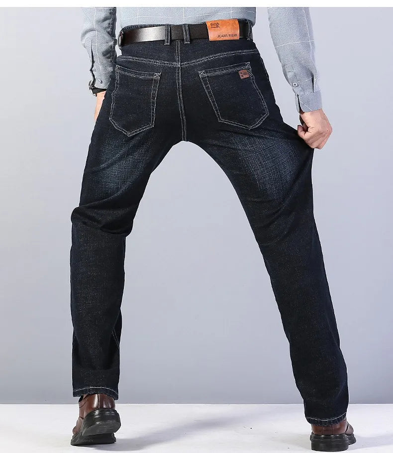 2022 Cotton Men's Jeans Denim Pants Brand Classic Clothes Overalls Straight Trousers for Men Black