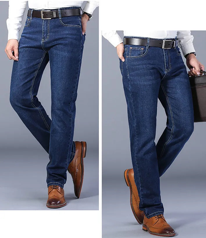 Blue Men's Stretch Jeans, Black Denim Trousers, Fashion Slim Casual Pants Asian Size 28-40