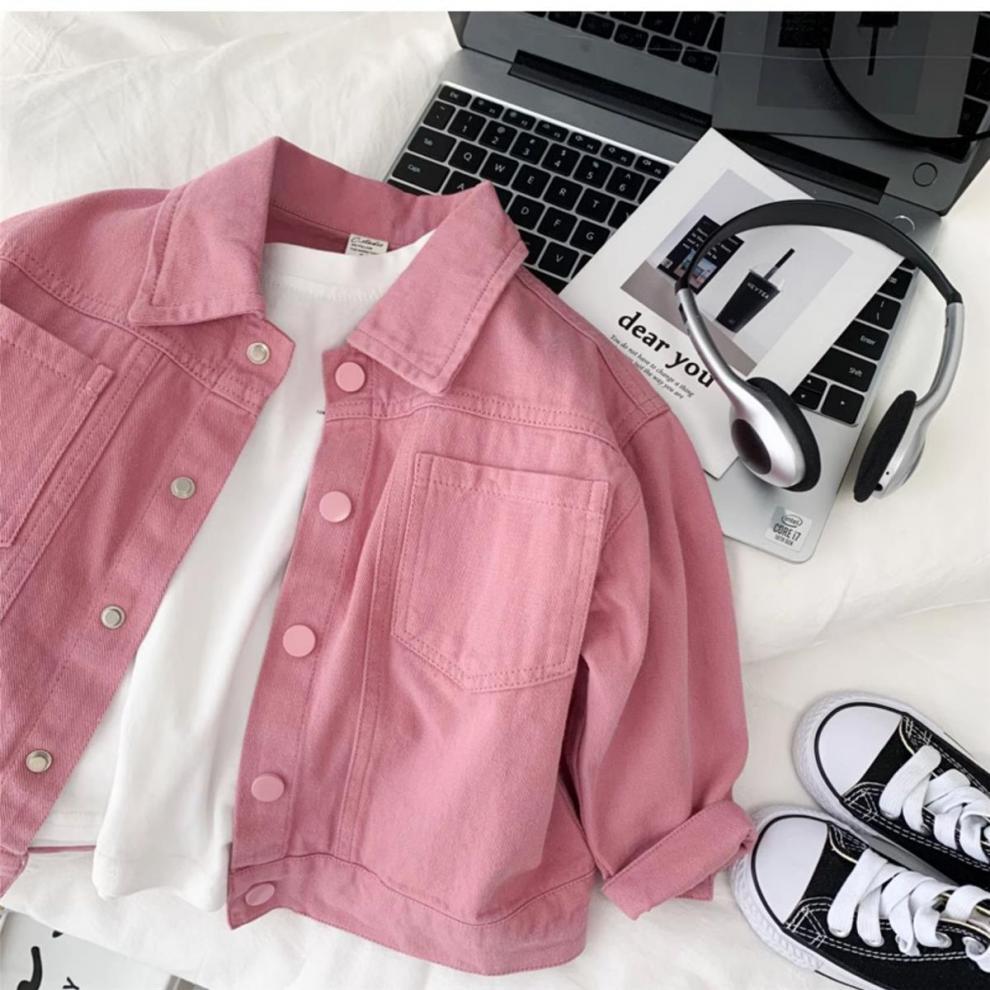 Boys Girls Denim cotton Jackets Pink Laple Tops Spring Autumn 2024 New Fashion Sweet Cute Coat Jacket Baby Girl Clothes 2-10Yrs