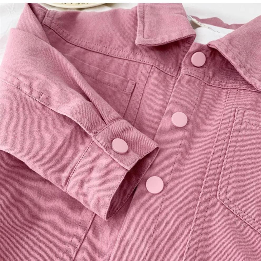 Boys Girls Denim cotton Jackets Pink Laple Tops Spring Autumn 2024 New Fashion Sweet Cute Coat Jacket Baby Girl Clothes 2-10Yrs