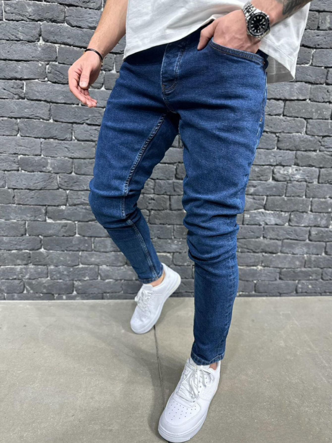 Men Jeans Denim Wash Vintage Basics Loose Fit Straight Pants Mid Waist Solid Trouser Casual Ankle Length Pockets Zipper Fly 2025