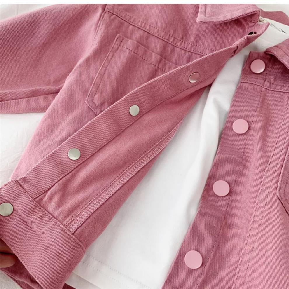 Boys Girls Denim cotton Jackets Pink Laple Tops Spring Autumn 2024 New Fashion Sweet Cute Coat Jacket Baby Girl Clothes 2-10Yrs