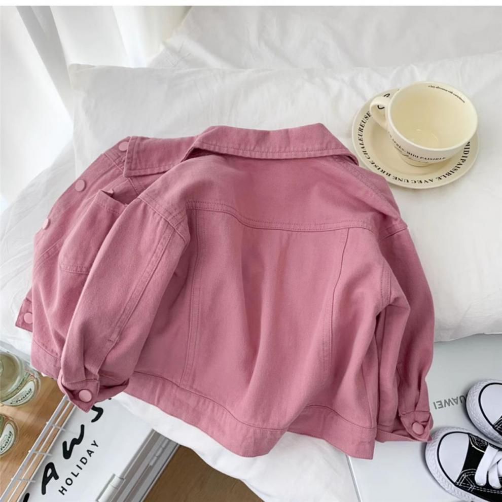 Boys Girls Denim cotton Jackets Pink Laple Tops Spring Autumn 2024 New Fashion Sweet Cute Coat Jacket Baby Girl Clothes 2-10Yrs