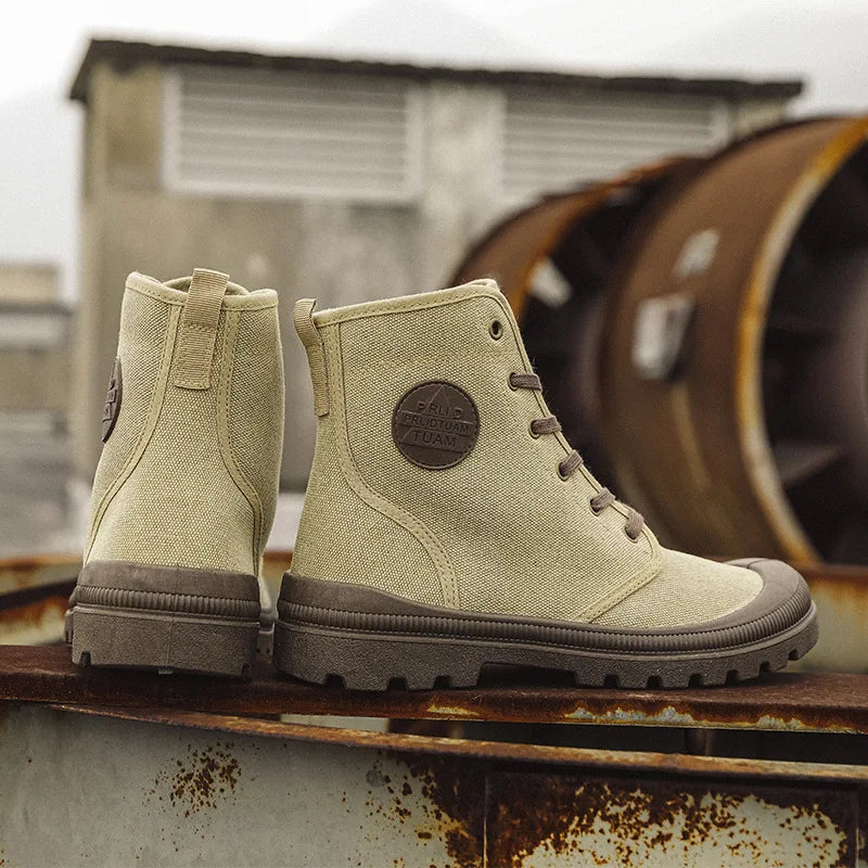 Nouvelles bottes montantes tendance pour hommes, confortables et décontractées, idéales pour l'extérieur, la jungle et l'alpinisme. Bottes à plateforme larges.