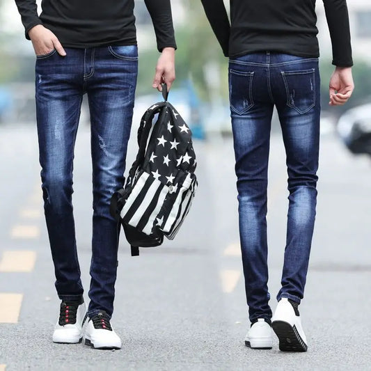 Spring Autumn Designer Jean for Men Korean Boy Friend Stylish Elastic Cowboy Cotton Skinny Casual Stretch Slim Pants Trousers