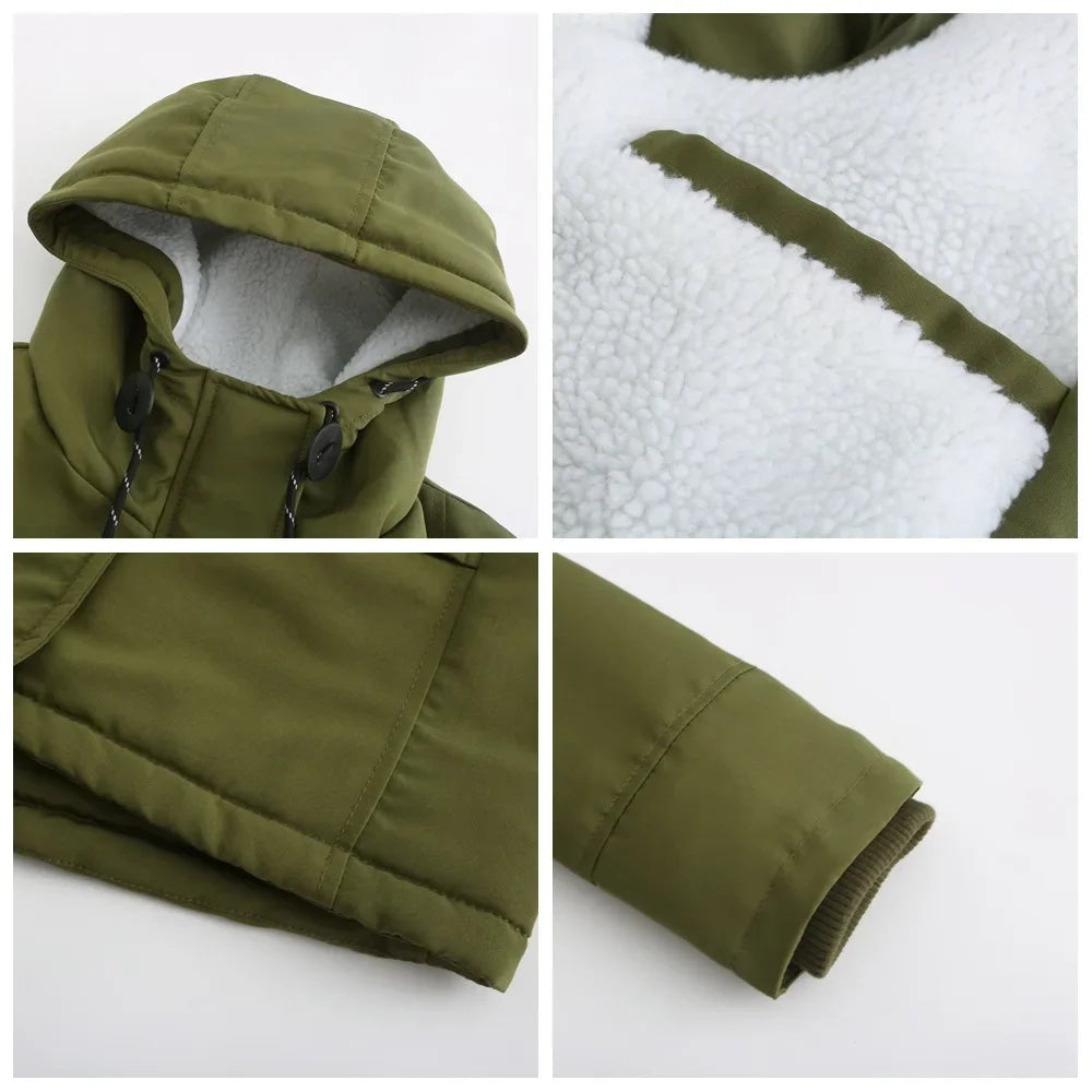 2023 Womens Parker Coat Autumn/winter Cotton-padded Jacket for Women Thickened Jacket Womens Casual Hooded Coat