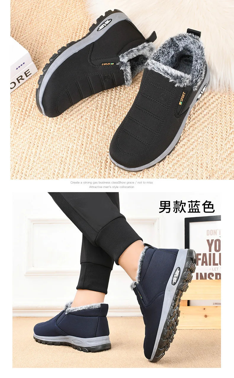 Winter Snow Boots Men Casual Slip on Ankle Boots Warm Fur Comfortable Sneakers Non-slip Botas Men Shoes Zapatos Hombre2024