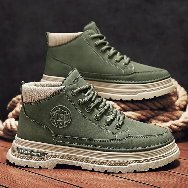 Botas vaqueras para hombre, versátiles, de caña alta, deportivas, informales, para entrenamiento, de moda para exteriores, resistentes al desgaste, para correr, botas de motociclista