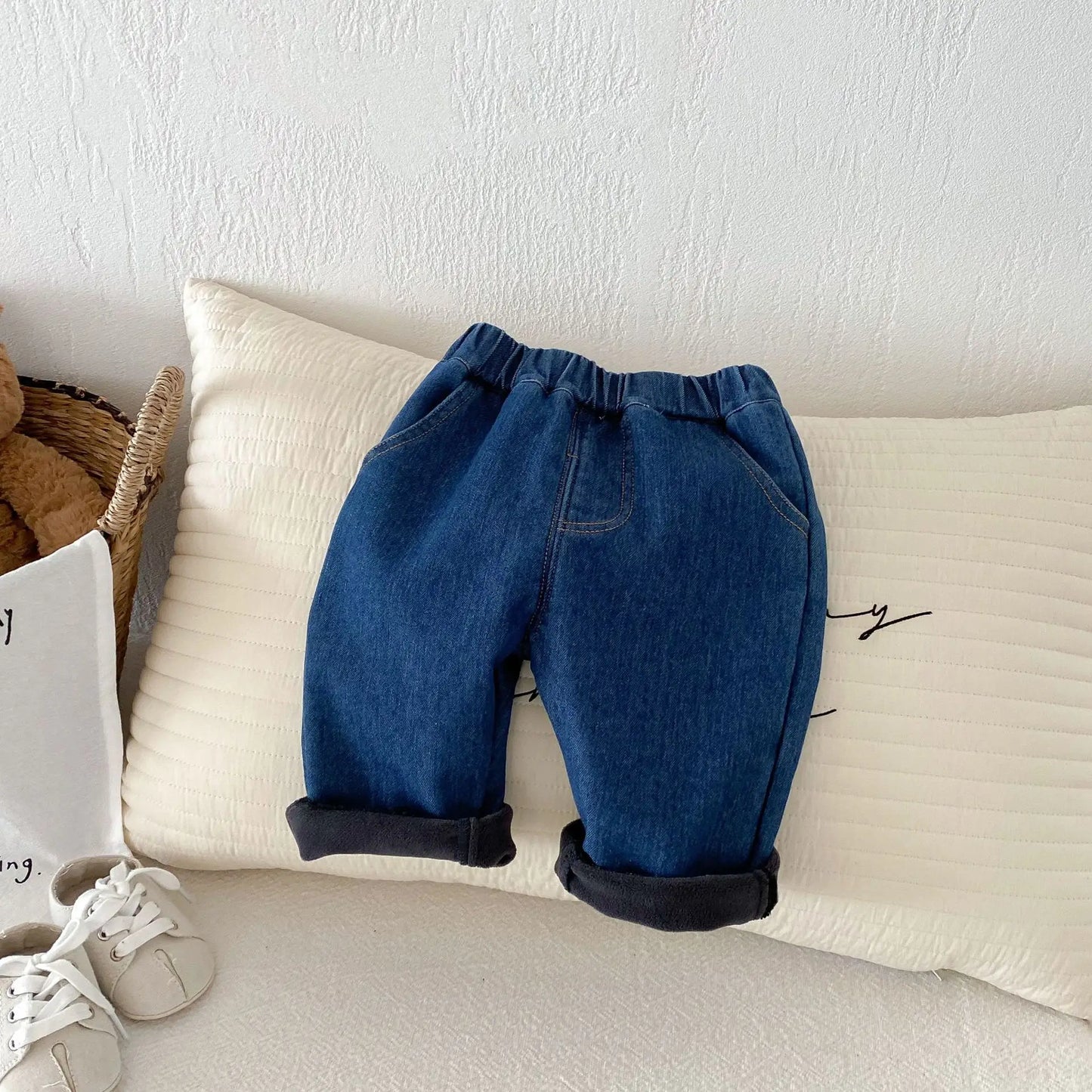 0-5 Years Autumn Kids Jeans Casual Solid Baby Boys Denim Pants Soft Girls Fashion Trousers Matching Corduroy Pants