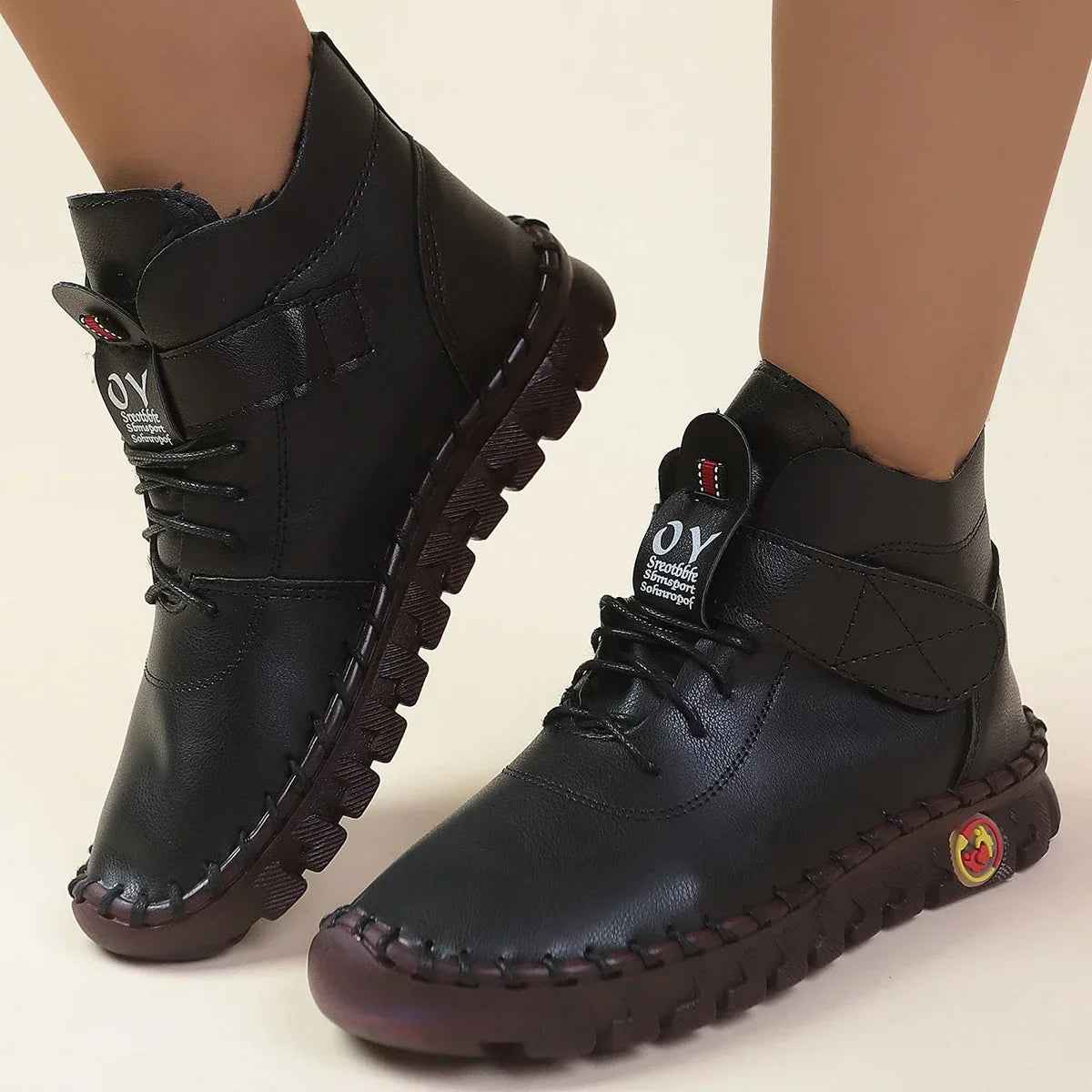 New Fur Thick Boots Women Short Leather Boots Women's Furry Orthopedic Shoes Women Winter Waterproof Snow Boots Botas Mujer