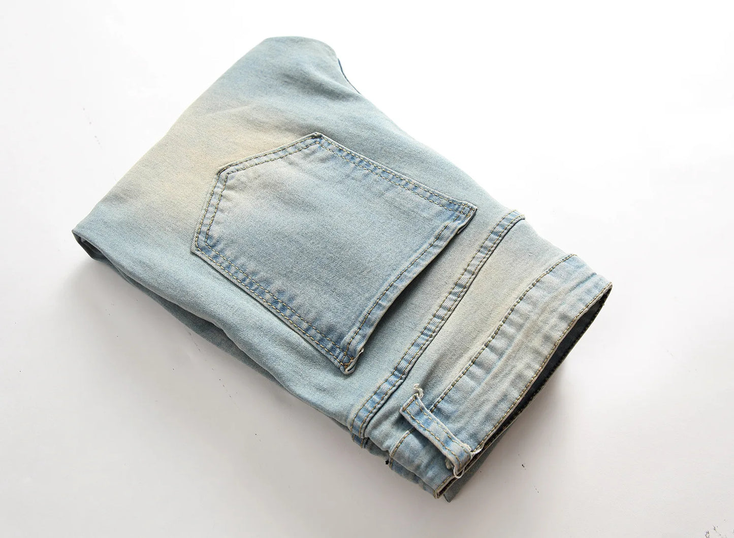 Punk Street Style Ripped Skinny Jeans Men Vintage Wash Solid Denim Trouser Mens Casual Slim Fit Pencil Denim Holes Pants 2024