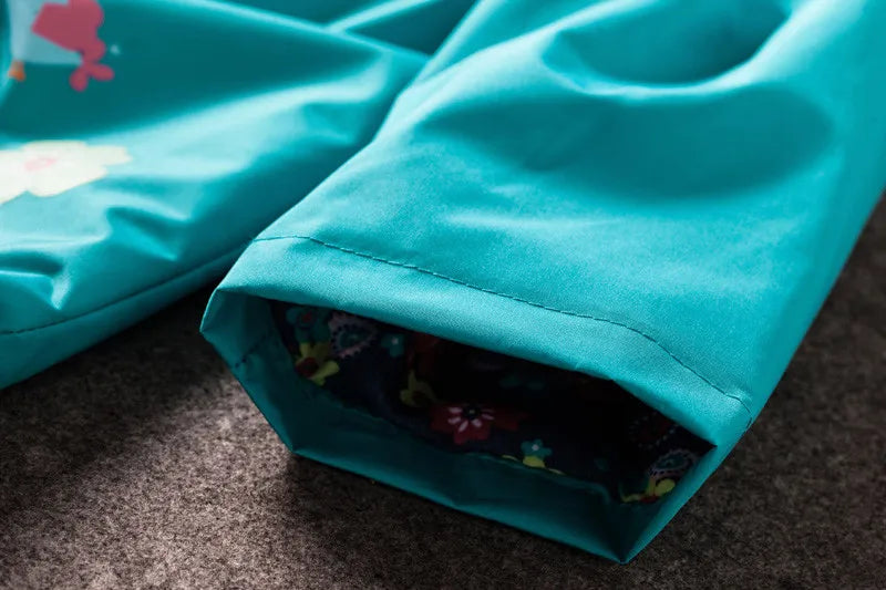 Girls Fashion Waterproof Children Clothes Autumn Casual Baby Boys Windcoat Long Sleeve Jacket Flower Print Kids Hoodie Outwear