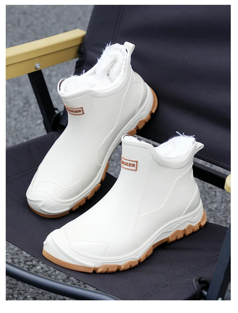 Botas de lluvia para hombre, ideales para primavera y otoño. Botas de goma resistentes e impermeables. Botas de lluvia de invierno con forro polar para hombre. Tallas grandes. Calzado de protección laboral.