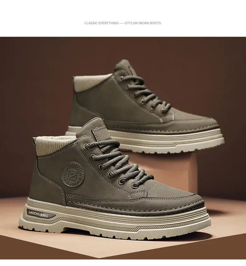 Botas vaqueras para hombre, versátiles, de caña alta, deportivas, informales, para entrenamiento, de moda para exteriores, resistentes al desgaste, para correr, botas de motociclista