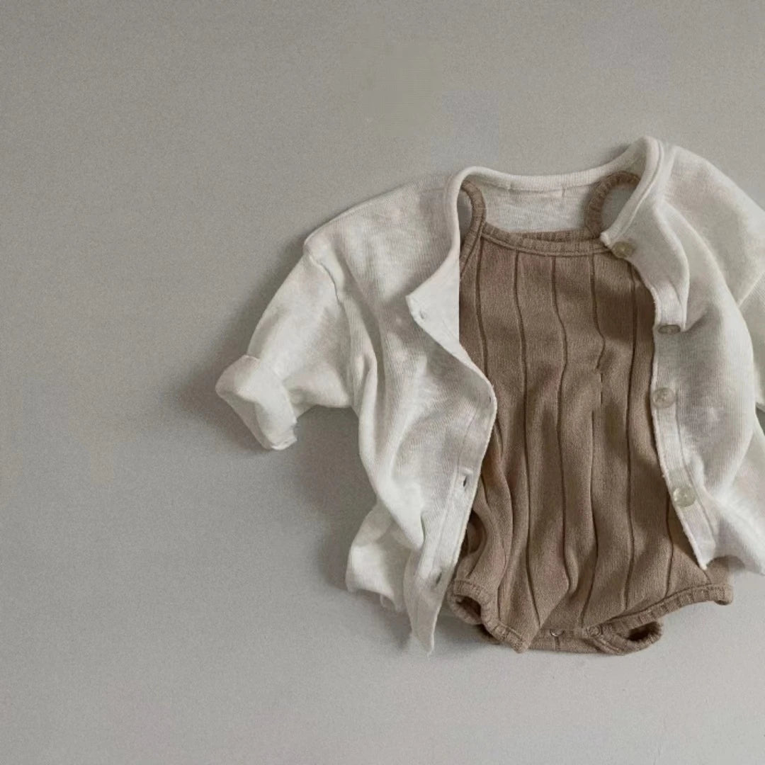 WT22063 Korean Style Baby Clothing Simple Versatile Casual Open Cardigan Summer Thin Long Sleeve Jacket Air Conditioning Suit