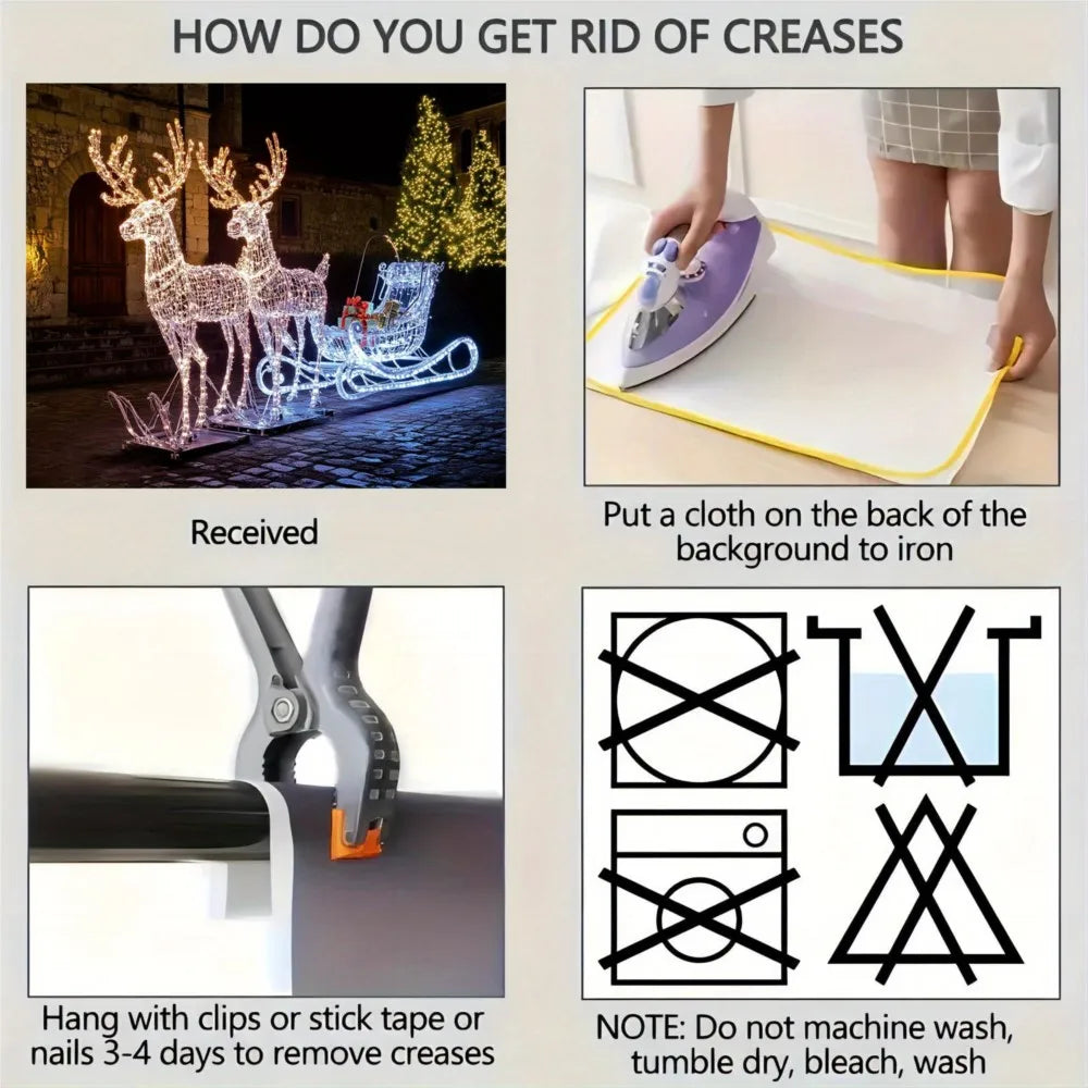 Christmas Reindeer Sleigh Painting Banner Night Elk Lights Christmas Party Photo Home Decoration Photography Background Studio