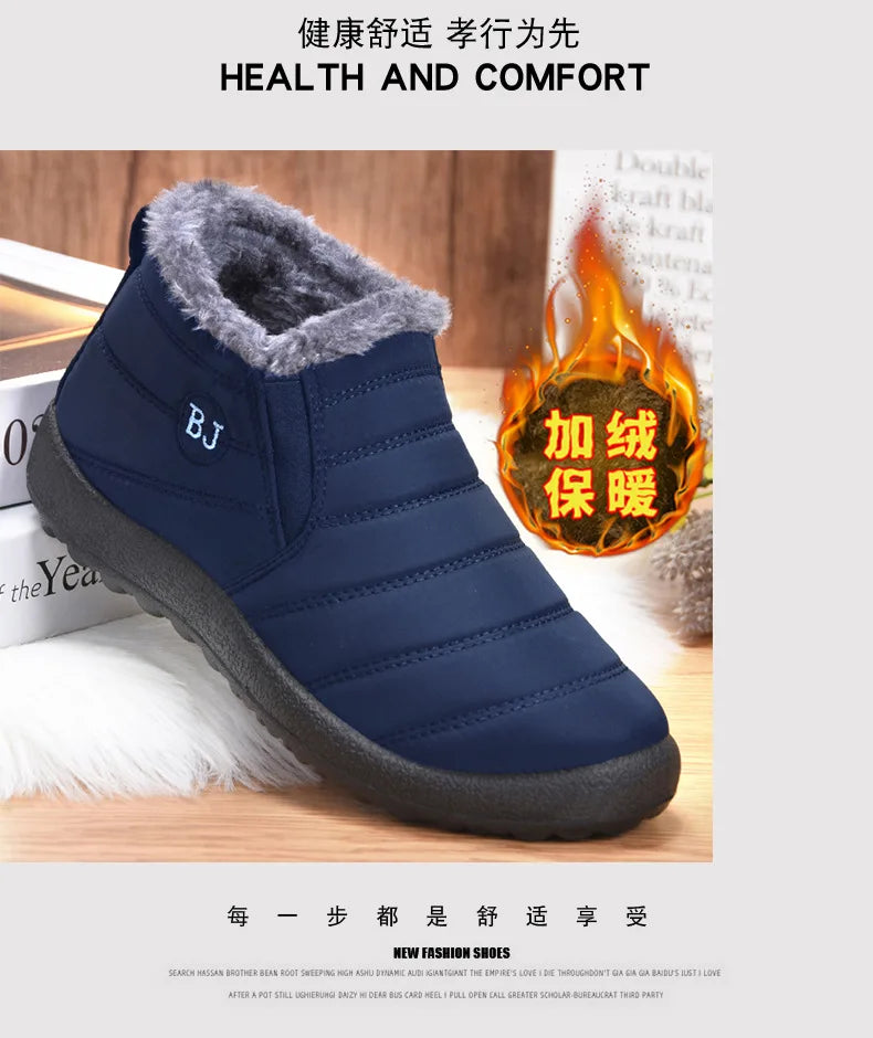 Botas de invierno de algodón para hombre, botas de nieve de plataforma suaves con forro de piel cálida, botines de invierno para hombre, zapatillas deportivas de invierno para hombre, zapatos casuales para hombre