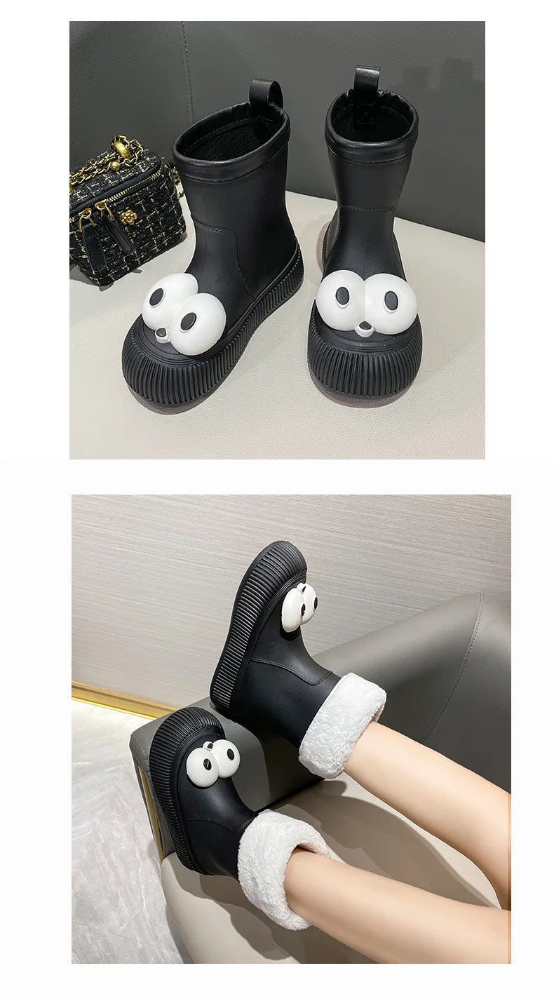 Botas de lluvia para mujer, impermeables, ligeras, con ojales grandes y asas fáciles de poner, resistentes al agua, de altura media.