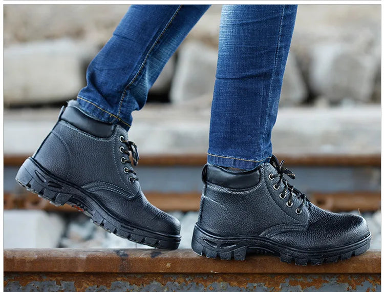 Botas de seguridad para hombre, indestructibles, con puntera de acero, impermeables, resistentes al desgaste y a los impactos.