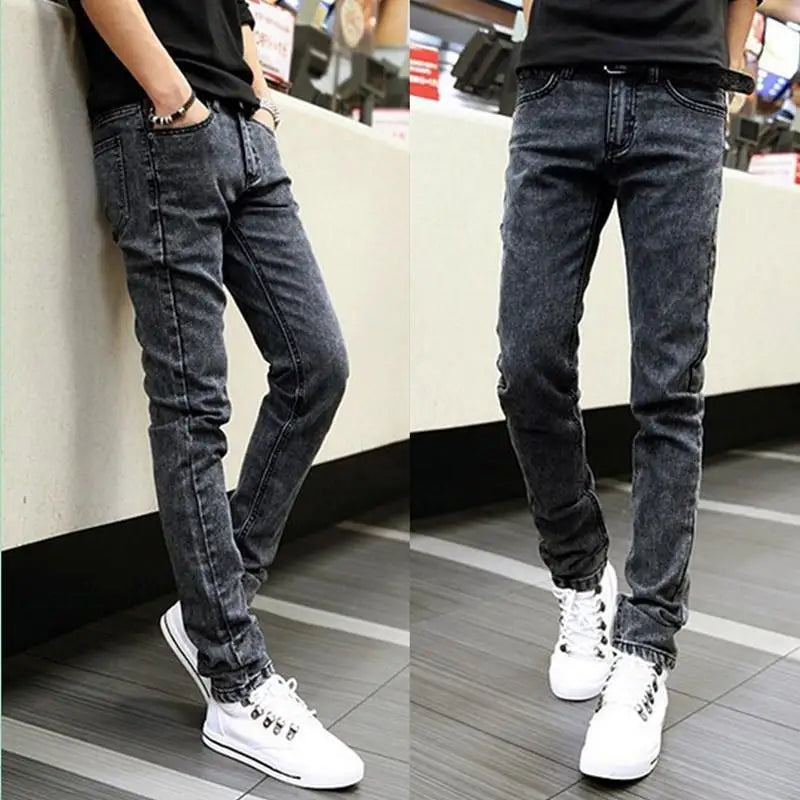 Summer Blue Comfortable Stylish Classic Designer Men's Slim Jeans Luxury Brand Korean Fashion Student Cowboy Soild Denim Pants