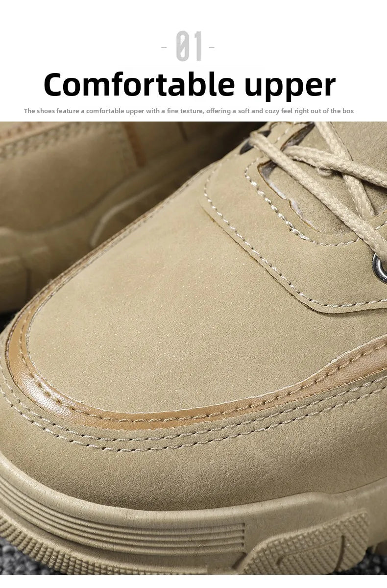 Botas nuevas para hombre, de invierno, de felpa, para la nieve, estilo casual, para exteriores, con cordones, cálidas, antideslizantes, hasta el tobillo.