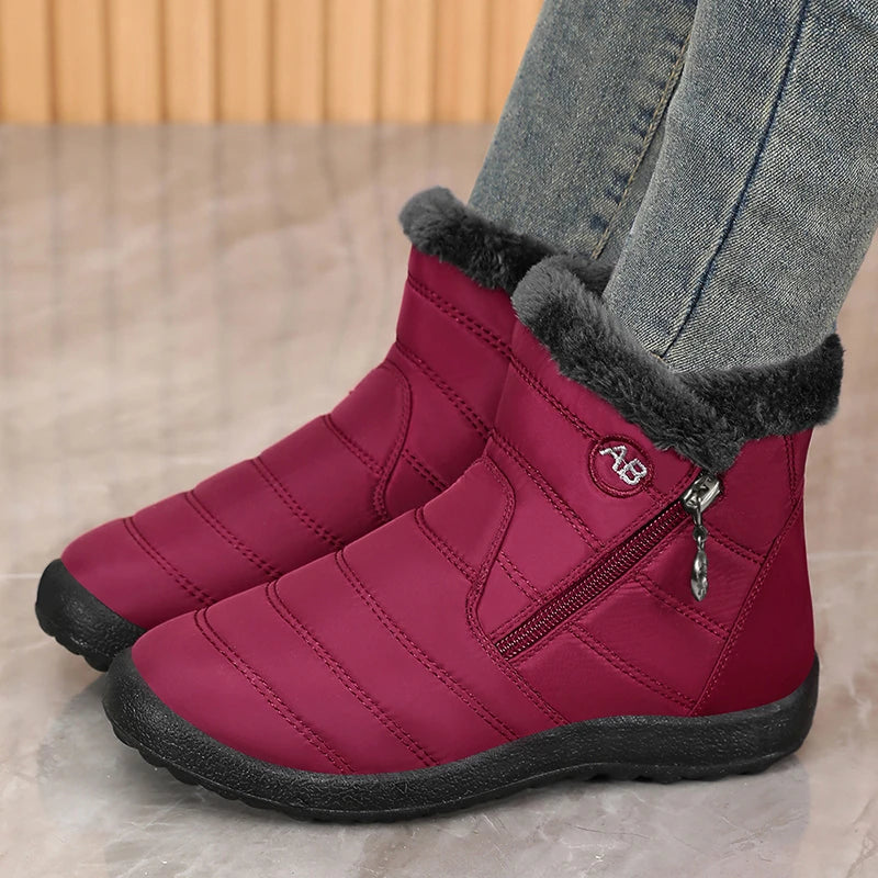 Snow Women Boots Comfortable Women's Boots Waterproof Women Shoes Zipper Shoes Woman Soft Fur Women's Winter Boots Botas Mujer
