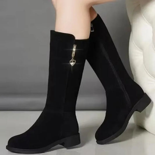 New Women Warm Plush Snow Boots Casual Flat All-match Cotton Fashion Side Zipper Winter Shoes Thigh High Boot Botas Mujer