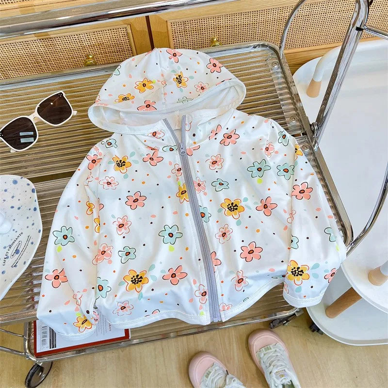 0-5TKorean breathable children's clothing hooded casual jacket children's sun protection clothes girls boys outdoor sportswear