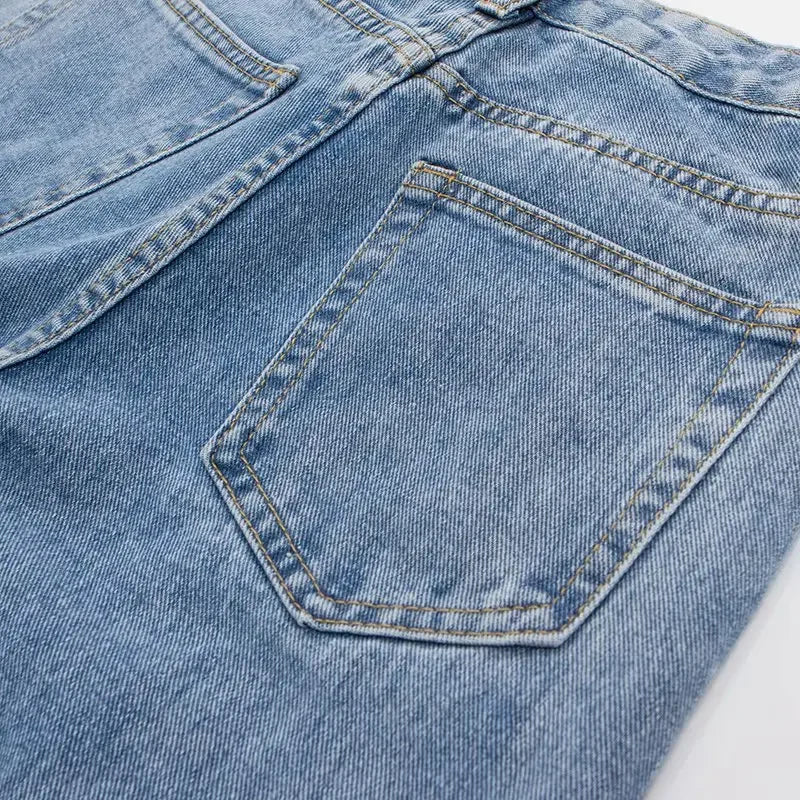 Pantalones vaqueros adelgazantes de cintura alta para mujer, holgados, estilo coreano, de pierna recta, versátiles y drapeados.
