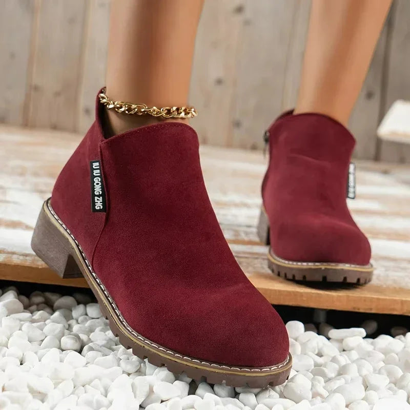 Women's Boots Thick Sole Ankle Boots Fashion Comfortable Snow Boots for Women Side Zipper Short Boot Plus Size Platform Shoes