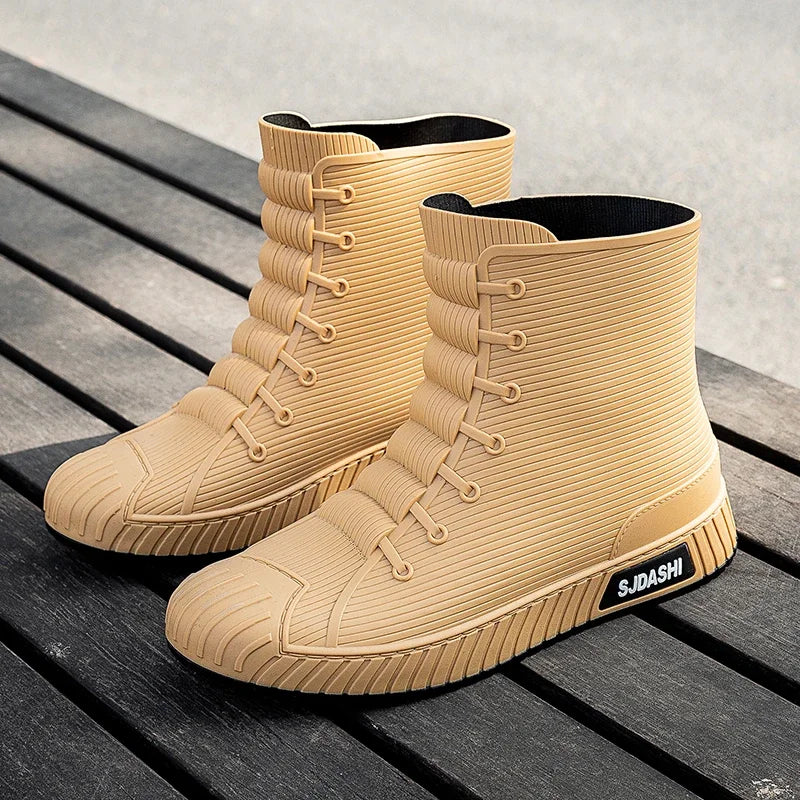 Nuevas botas impermeables de caña corta para hombre y mujer, forradas con forro polar, cálidas, antideslizantes, resistentes al desgaste, ideales para la lluvia y el exterior.
