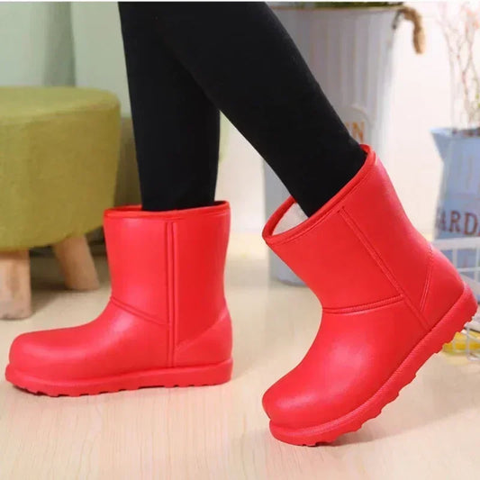 New Women's Snow Boots Female Warm Plush Naked Boots Water Proof Womens Boots Winter Solid EVA Working Boot