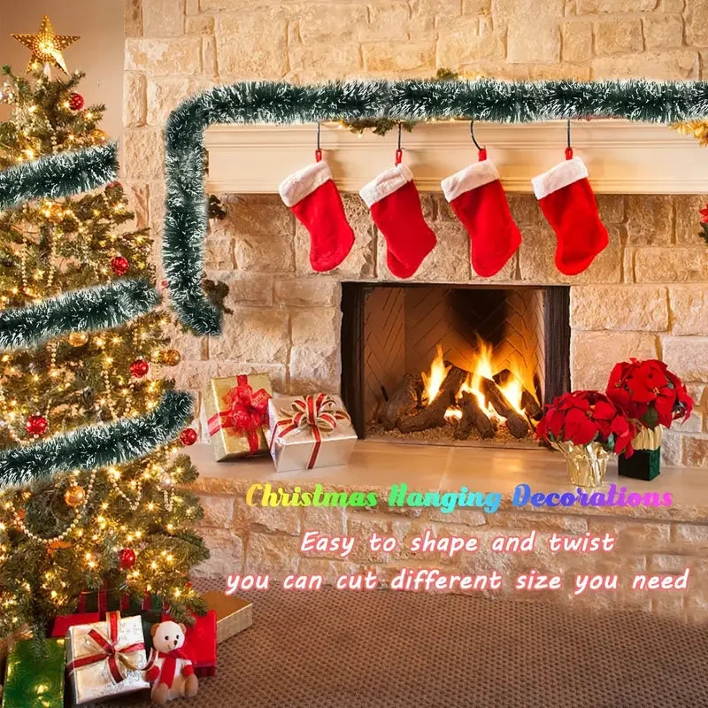 60/2m Christmas Green Cane Ribbons Garland Xmas Tree Ornaments Cane Ribbon Wreath Hanging Pendents DIY Home Party Decor Supplies