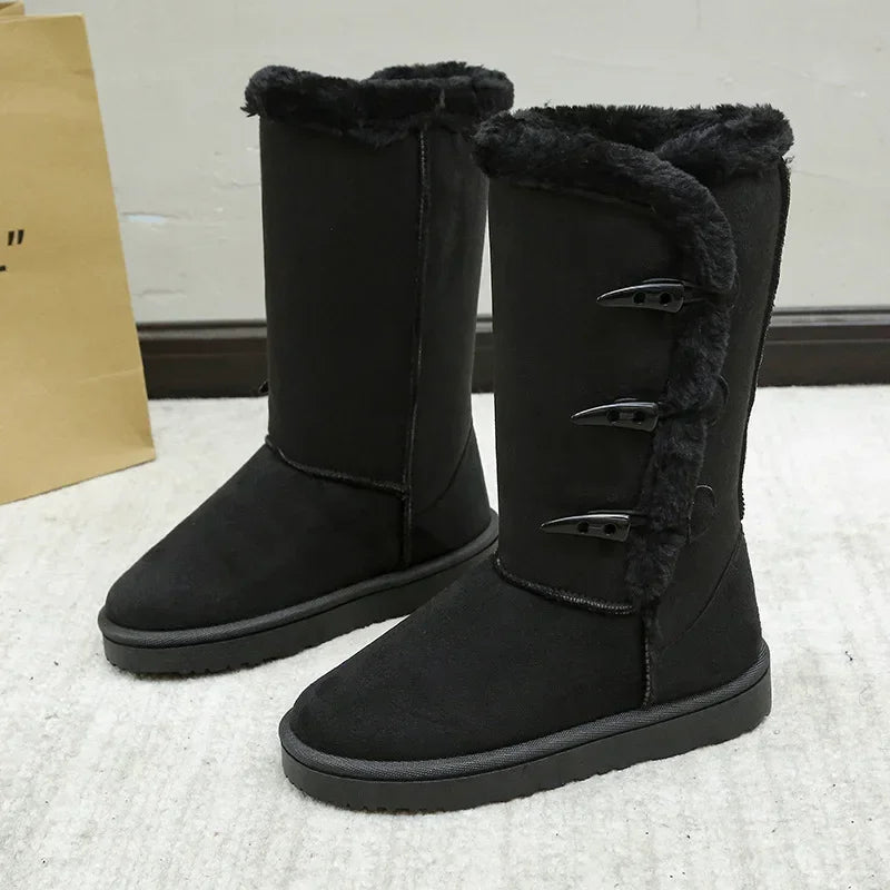 Trend winter warm Women's Snow boots  For Waterproof non-slip  bull horn buckle lady ankle boot cotton shoes