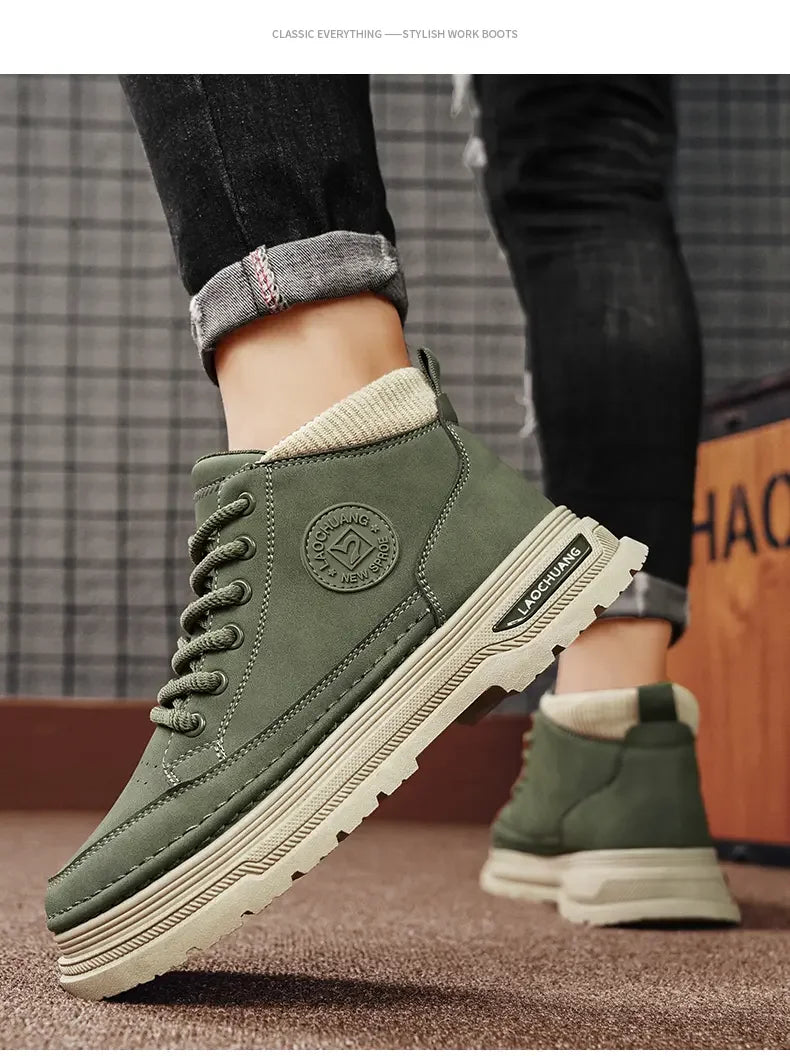 Botas vaqueras para hombre, versátiles, de caña alta, deportivas, informales, para entrenamiento, de moda para exteriores, resistentes al desgaste, para correr, botas de motociclista