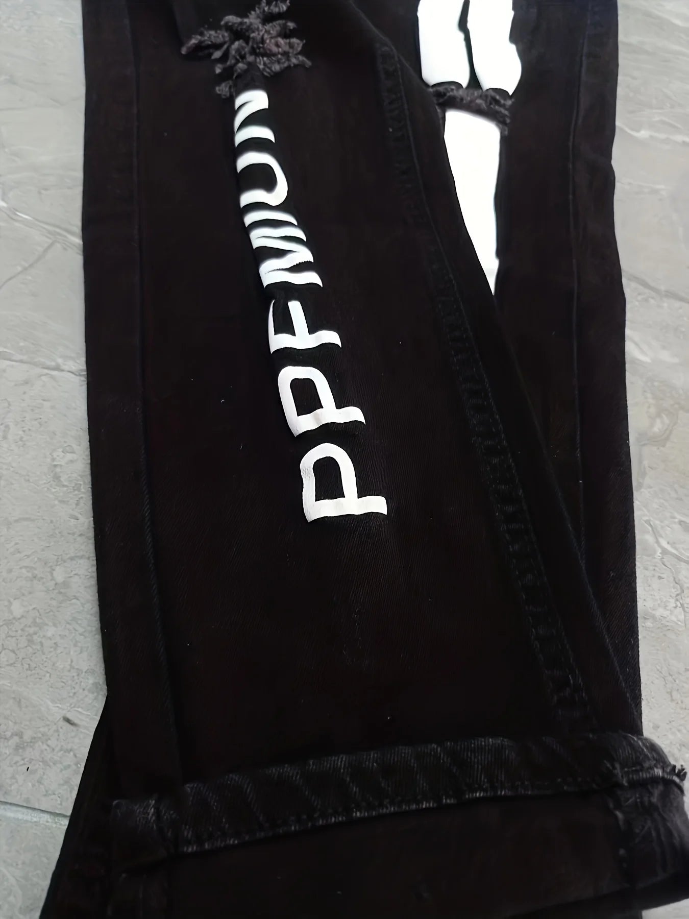 Pantalones vaqueros con estampado de rayas para hombre, de algodón elástico, rotos, ajustados, de alta calidad, estilo hip hop, con agujeros negros, ajustados, de gran tamaño.