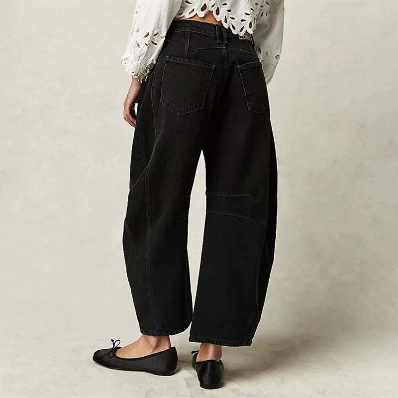 Pantalones vaqueros de pierna ancha para mujer, informales, holgados, de cintura baja, estilo boyfriend, con bolsillos, estilo Y2K