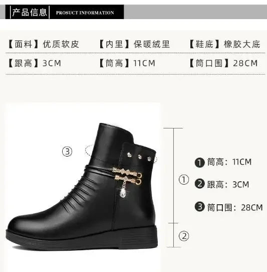 Solid Black NEW Women Luxury Brand Designer Snow Boots Metal Classic Furry Winter Warm Shoes Female Ankle Boot Women Botas Mujer