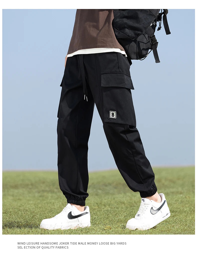 Youth Fashion Trend High-quality Outdoor Sports Leisure Workwear Long Pants Comfortable Breathable Leg Tied Straight Leg Pants