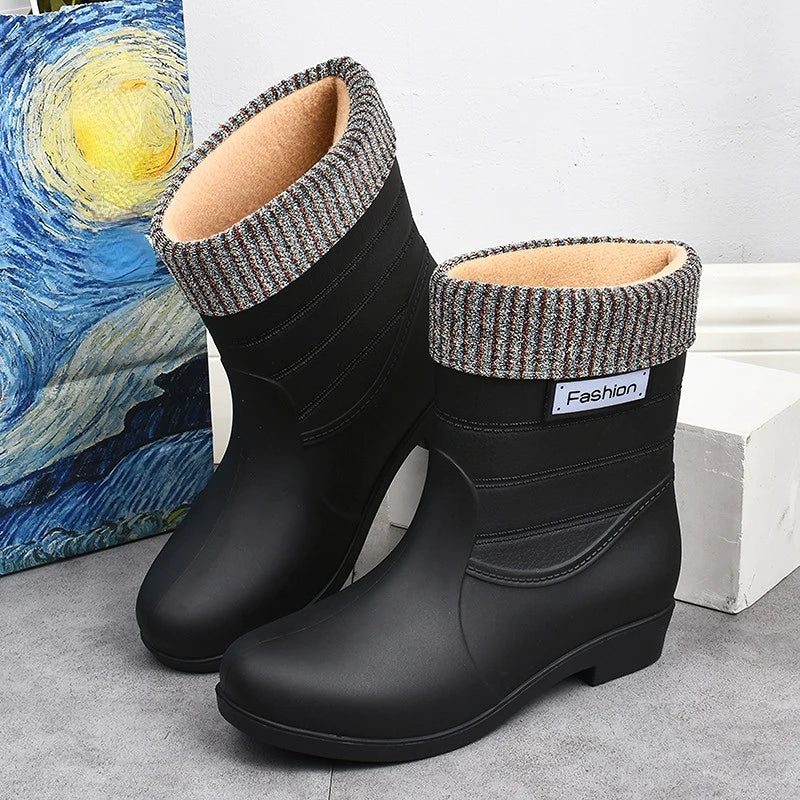 Rubber Boots for Women Rain Shoes Comfort Slip-on Waterproof Galoshes Woman Garden Water Shoes Rubber Rain Boots Botas De Lluvia