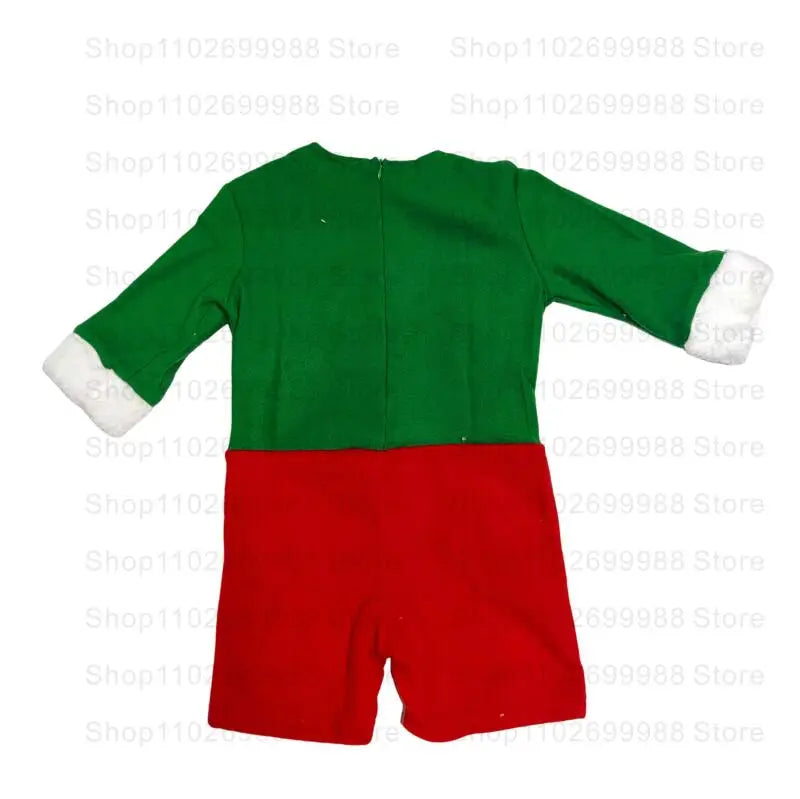 2025 Christmas Boys Cute Green Elf Costume New Year Family Party Festival Fancy Santa Claus Cosplay Outfit Set for Men Women