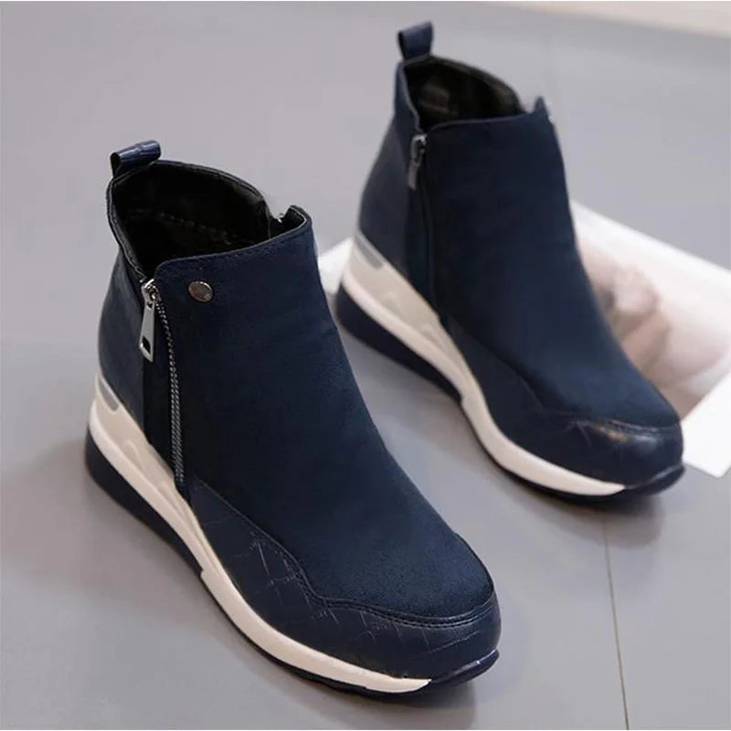 SyfIyno New Women's Fashion Winter Shoes Women's Warm Boots Girls' Platform Snow Shoes Women's Wedge High Heels Large Size 35-43