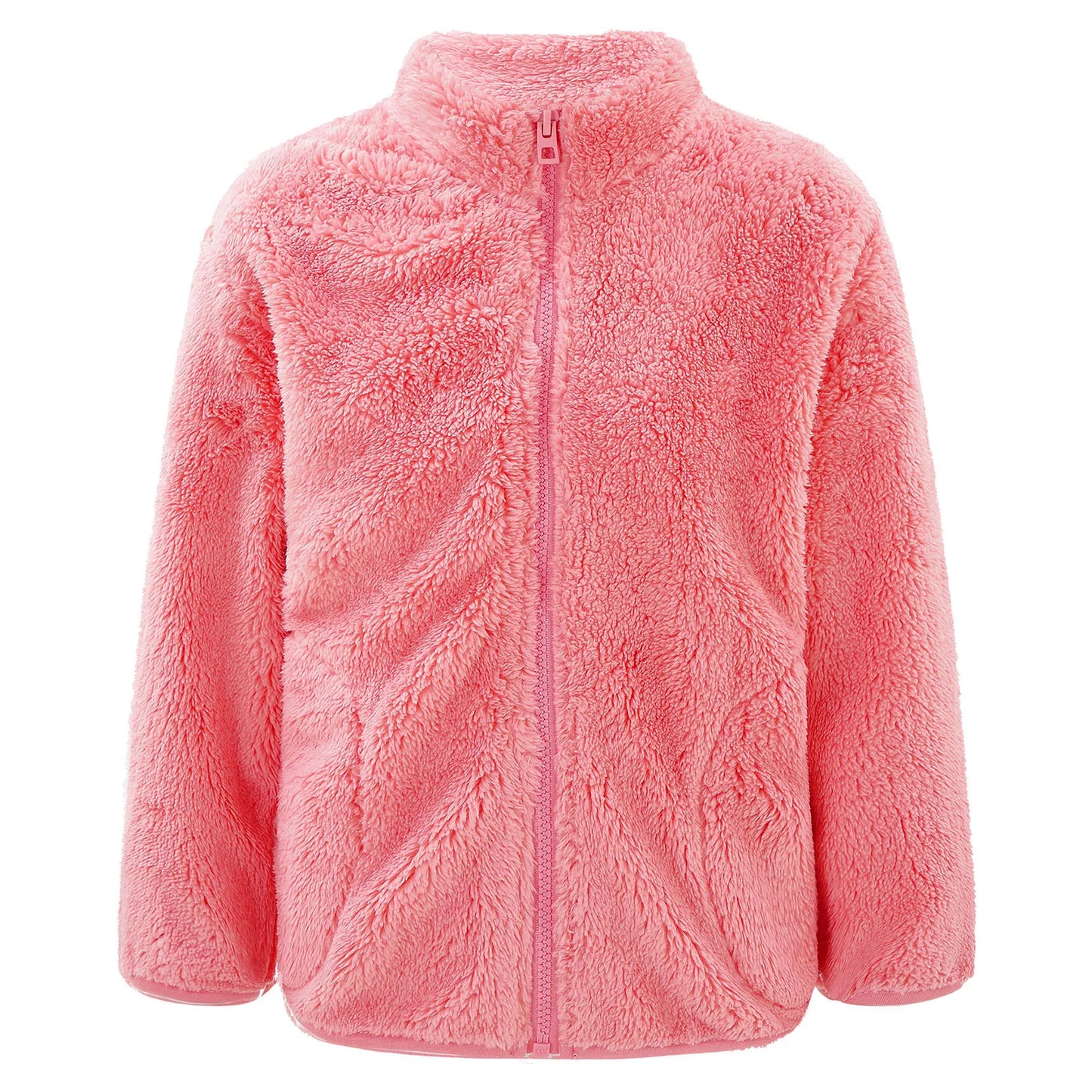 2022 Autumn Winter Girls Boys Casual Soft Warm Long Sleeve Coat Baby Kids Children Fleece Jacket Plush Zipper Closure Outerwear