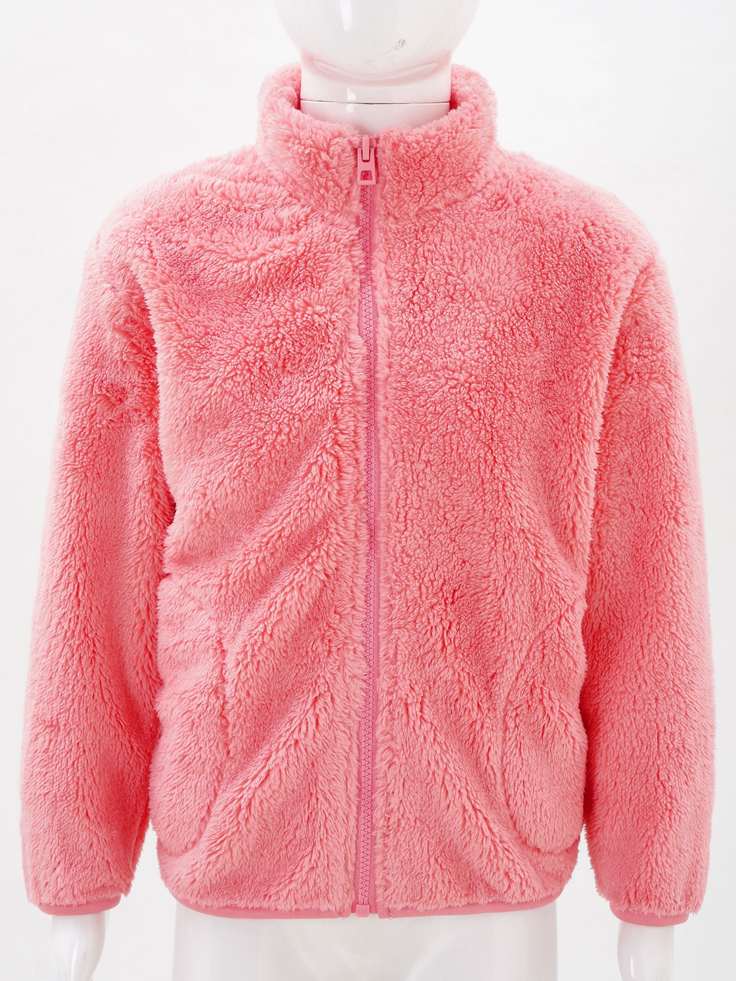 2022 Autumn Winter Girls Boys Casual Soft Warm Long Sleeve Coat Baby Kids Children Fleece Jacket Plush Zipper Closure Outerwear