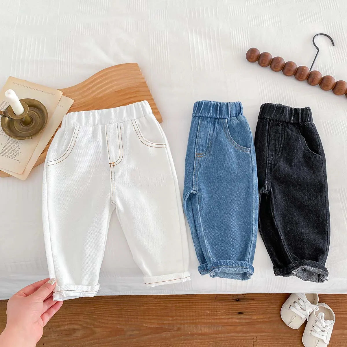 Pantalones vaqueros de moda coreana para niños, pantalones para bebés, niños y niñas, otoño, casuales, versátiles, unisex, para bebés de 1 a 6 años