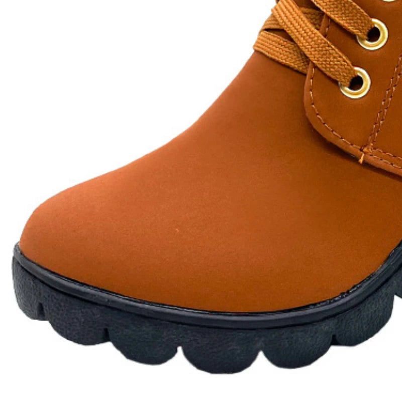 Women Boots Lace Up Ankle Boots Spring Fashion Outdoor Pumps Boots Black Buckle High Heel Boot Plus Size Platform Women Shoes